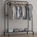 black-double-clothes-rail-hanging-rack-storage-shelf